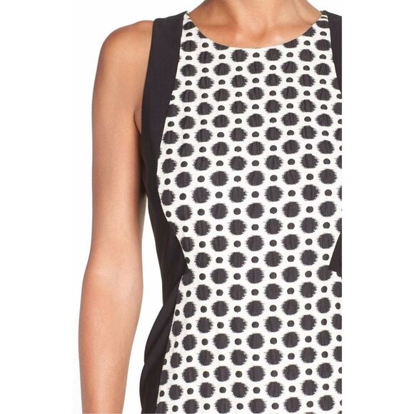 New! ADRIANNA PAPELL Women's Dot Jacquard Colorblock Dress Size 10 - Picture 6 of 7